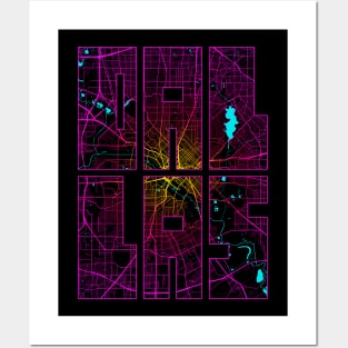 Dallas, Texas, USA City Map Typography - Neon Posters and Art